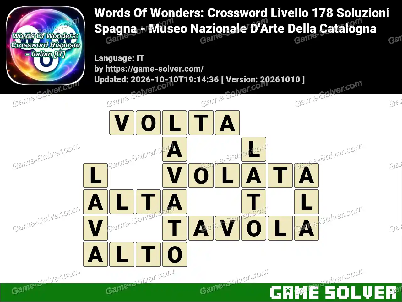 Words Of Wonders: Crossword Livello 178 Soluzioni – Spagna – Museo Nazionale D’Arte Della Catalogna